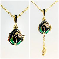 Black lily of the valley pendant with surprise angel
