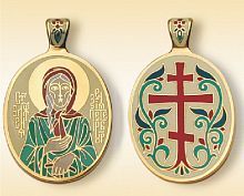 The Orthodox Icon Pendant "Blessed Xenia of St.Petersburg" with the bloomed cross