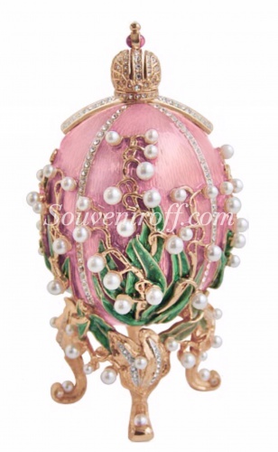 Faberge Style Egg Jewellery Trinket Box "Lilies of the Valley" with a photo frames