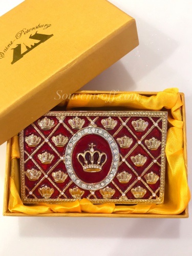 Red Faberge Style Card Holder with Crown photo 5