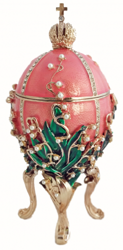 Faberge Style Egg Jewellery Trinket Box "Lilies of the Valley"