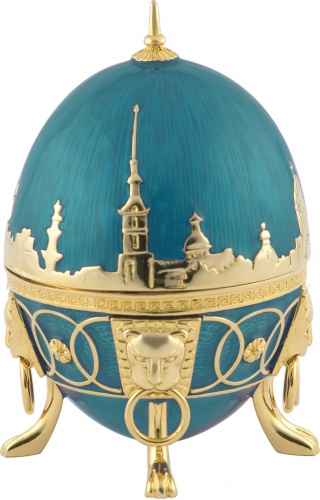 Faberge Style Egg Jewellery Trinket Box with surprise "Embankments of Saint-Petersburgs" photo 5