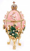 Faberge Style Medium Egg Jewellery Trinket Box ''Lilies of the Valley with a crown'' with music