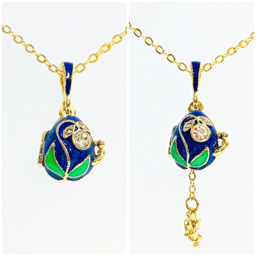 Blue lily of the valley pendant with a surprise