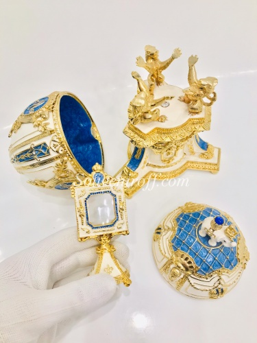 Big Faberge Style  Egg Jewellery Trinket Box "Royal Danish" photo 7