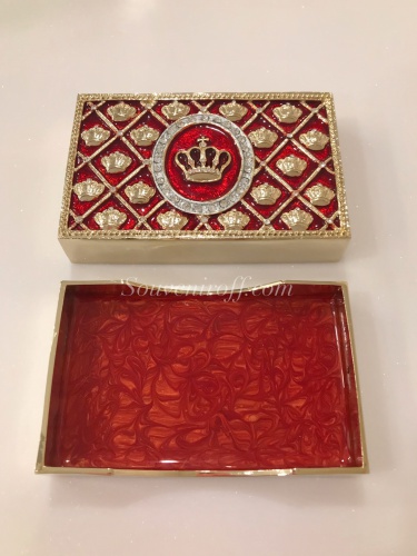 Red Faberge Style Card Holder with Crown photo 6