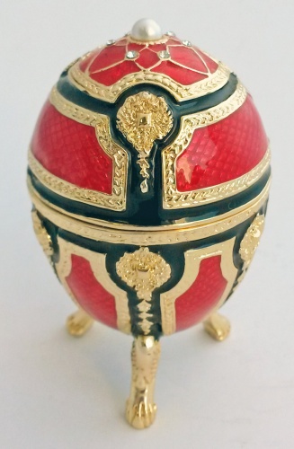 Faberge Style Small Egg ''Ten Eagles'' with clock photo 2