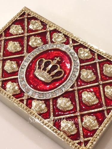Red Faberge Style Card Holder with Crown photo 3