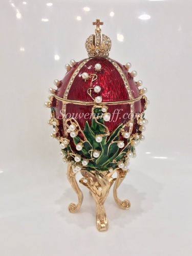 Faberge Style Egg Jewellery Trinket Box "Lilies of the Valley" musical photo 10