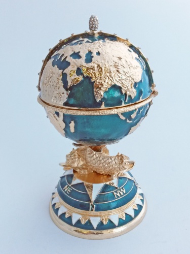Faberge egg box with a clock "Globe with a steering wheel" photo 2