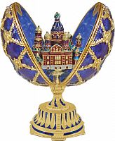 Big Faberge Style Egg Jewellery Trinket Box "Savior on the Blood"  with coat of arms
