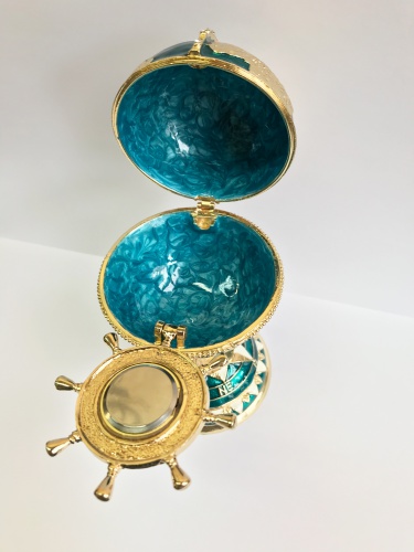Faberge egg box with a clock "Globe with a steering wheel" photo 8