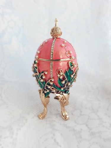 Faberge Style Egg Jewellery Trinket Box "Lilies of the Valley" photo 4
