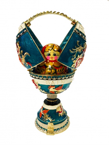 Big musical egg in Russian style with a matryoshka doll photo 6