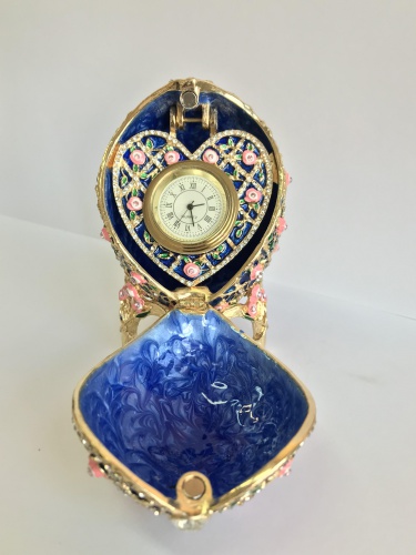 Faberge Egg Box with Rose Heart Clock with Mesh photo 4