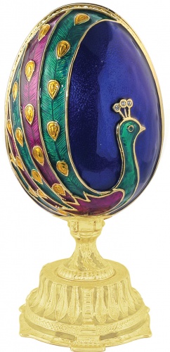Faberge Style Egg Jewellery Trinket  Box ''Peacock'' with bouquet photo 6