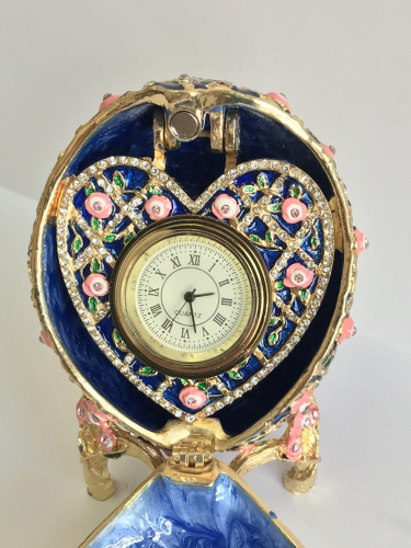 Faberge Egg Box with Rose Heart Clock with Mesh photo 3