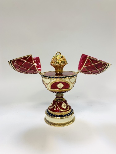 Big Red Faberge Style  Egg Jewellery Trinket Box ''For Lovers'' with basket photo 3