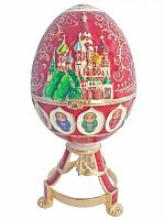 Faberge Style Egg Jewellery Trinket Box with The Cathedral of Vasily the Blessed and Matreshka`s musical
