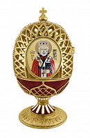 Easter Egg ''St. Niche the Wonderworker'' with carved dome and incised ornament