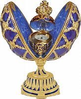 Big Faberge Style  Egg Jewellery Trinket Box with coat of arms and the clock inside