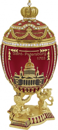 Big Faberge Style Egg Jewellery Trinket Box "Saint-Petersburg" with three different images on three sides photo 2