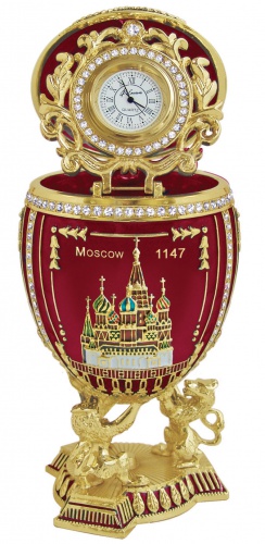 Big Faberge Style Egg Jewellery Trinket Box "Moscow" with three different images on three sides