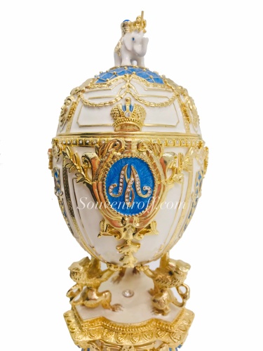 Big Faberge Style  Egg Jewellery Trinket Box "Royal Danish" photo 3