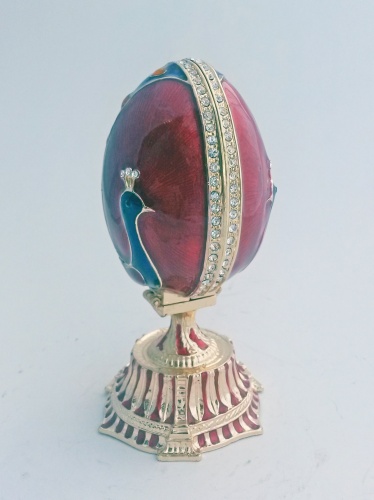 Faberge Style Egg Jewellery Trinket  Box ''Peacock'' with branch and pendant photo 5