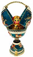 Big musical egg in Russian style with a matryoshka doll