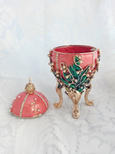 Faberge Style Egg Jewellery Trinket Box "Lilies of the Valley" photo 7