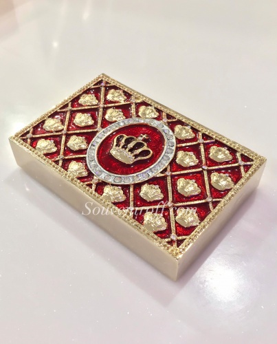 Red Faberge Style Card Holder with Crown photo 4