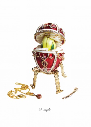 Faberge egg-box "Rosebud" with a surprise pendant photo 5