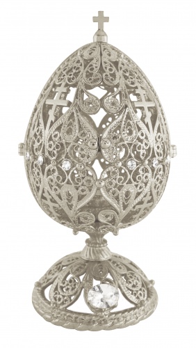 Small Egg Jewelry Box, incised ornament, with a Сhurch photo 2