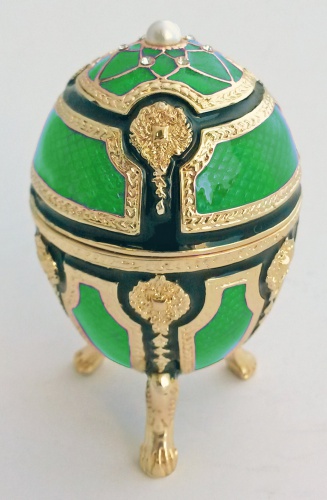 Faberge Style Small Egg ''Ten Eagles'' with clock photo 3