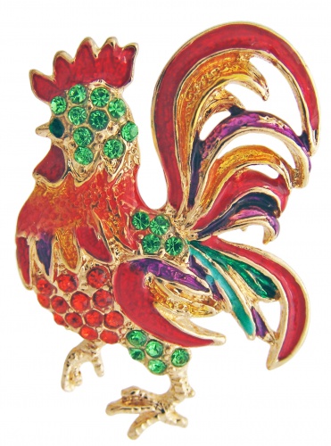 Fire Rooster Brooch