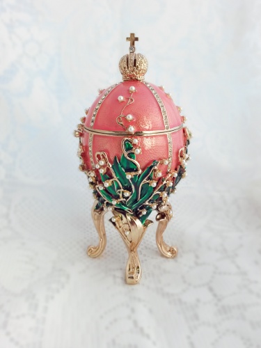 Faberge Style Egg Jewellery Trinket Box "Lilies of the Valley" photo 3