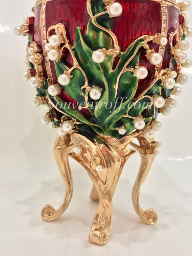 Faberge Style Egg Jewellery Trinket Box "Lilies of the Valley" musical photo 7
