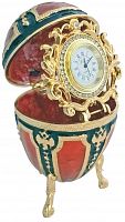 Faberge Style Egg Jewellery Box ''Ten Eagles" with clock