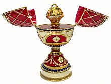 Big Red Faberge Style  Egg Jewellery Trinket Box ''For Lovers'' with basket