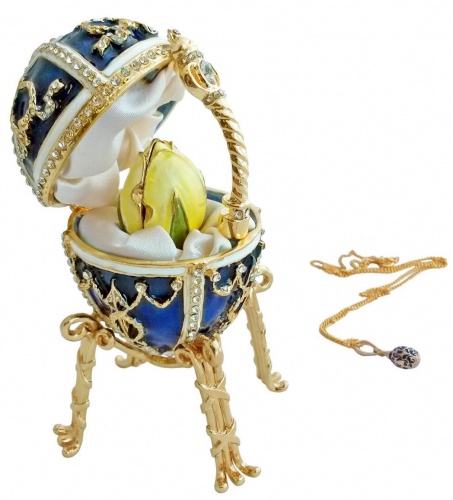 Faberge Style Egg Jewellery Box with Rose bud