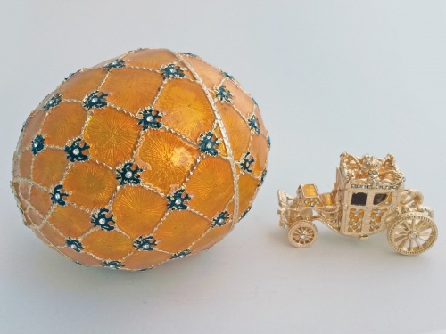 Faberge Style Imperial Coronation Egg Jewellery Trinket Box with The Carriage musical photo 4