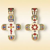 The Orthodox Cross Pendant ''Calvary'' green-red