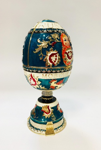 Big musical egg in Russian style with a matryoshka doll photo 3