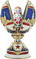 Faberge Style Small Egg Jewellery Trinket Box ''The Soviet'' with matrioshka