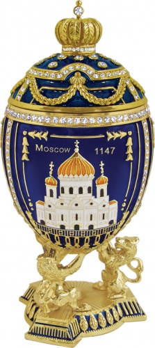 Big Faberge Style Egg Jewellery Trinket Box "Moscow" with three different images on three sides photo 3
