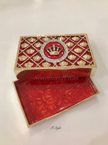 Red Faberge Style Card Holder with Crown photo 2