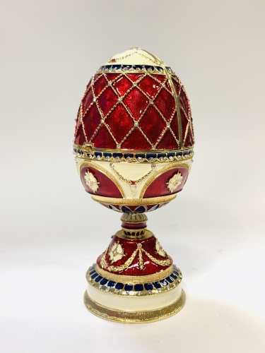 Big Red Faberge Style  Egg Jewellery Trinket Box ''For Lovers'' with basket photo 2