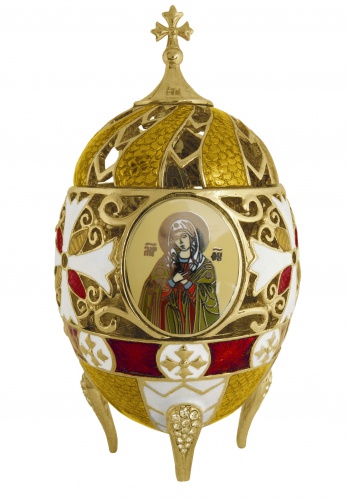 Easter Egg "White Cross with the Mother of God"