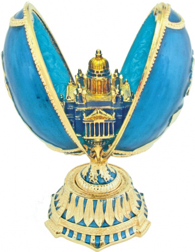 Faberge Style Egg Jewellery Trinket Box "Bronze Horseman'' with Saint Isaac's Cathedral photo 3